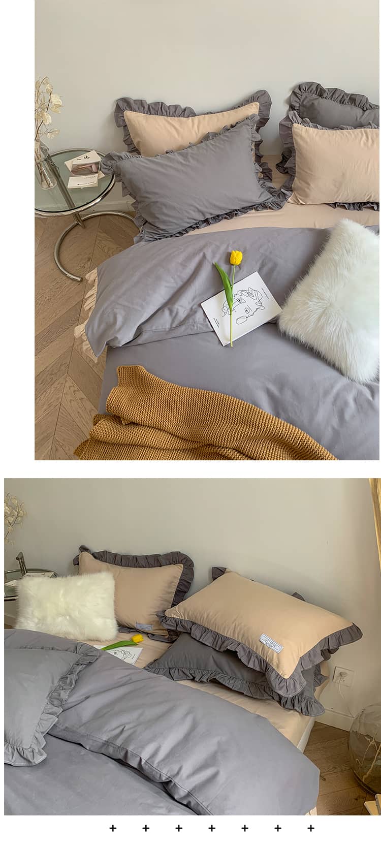 Bộ ga giường cotton màu sắc tương phản MM5348 9