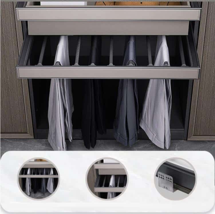 Bộ giá treo tủ quần áo ray giảm chấn màu xám RB3674A 6