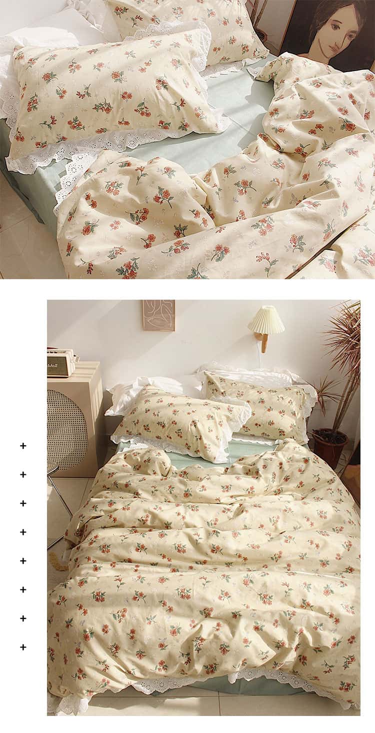 Bộ chăn ga gối cotton hoa lá mùa thu MM6724B 6
