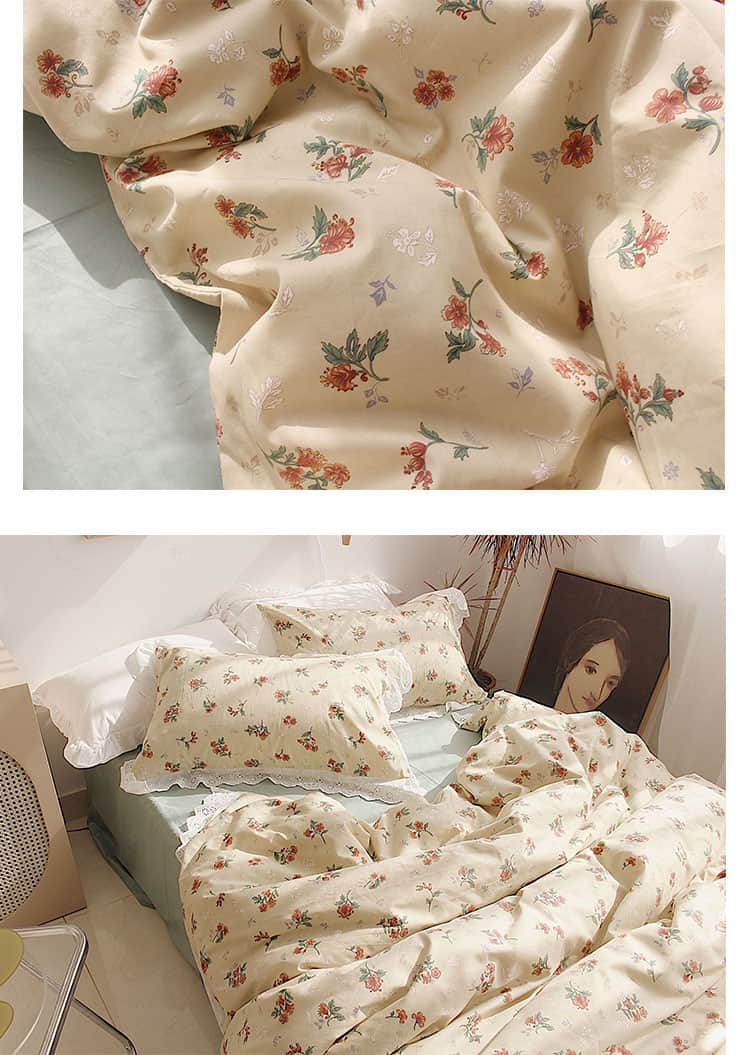 Bộ chăn ga gối cotton hoa lá mùa thu MM6724B 7