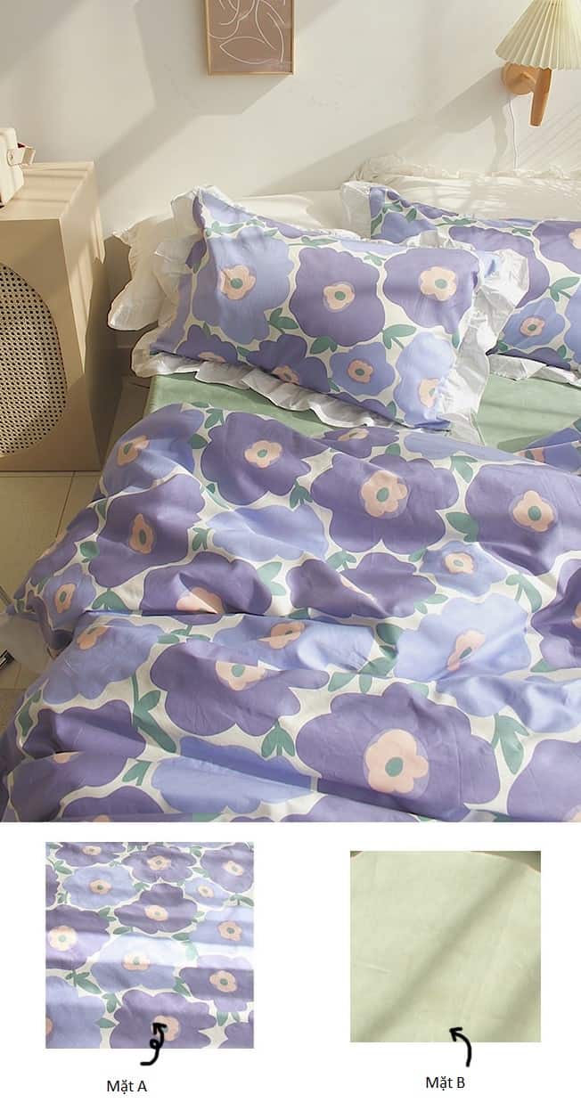 Bộ chăn ga gối cotton hoa lá mùa thu MM6724B 9
