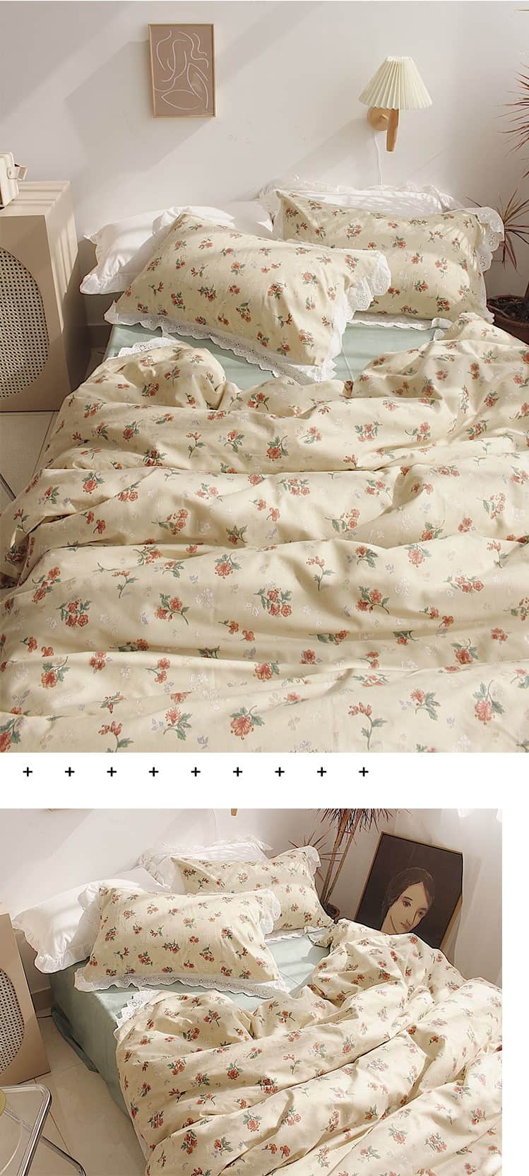 Bộ chăn ga gối họa tiết hoa đỏ thanh lịch MM4821 7