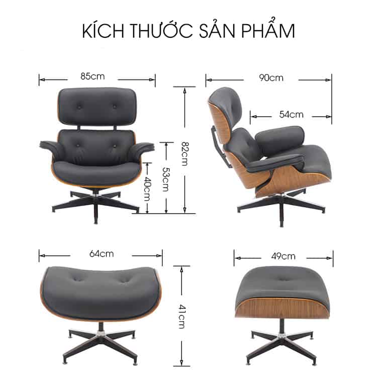 Ghế lười thư giãn Eames Lounge Chair cao cấp JB8001 10