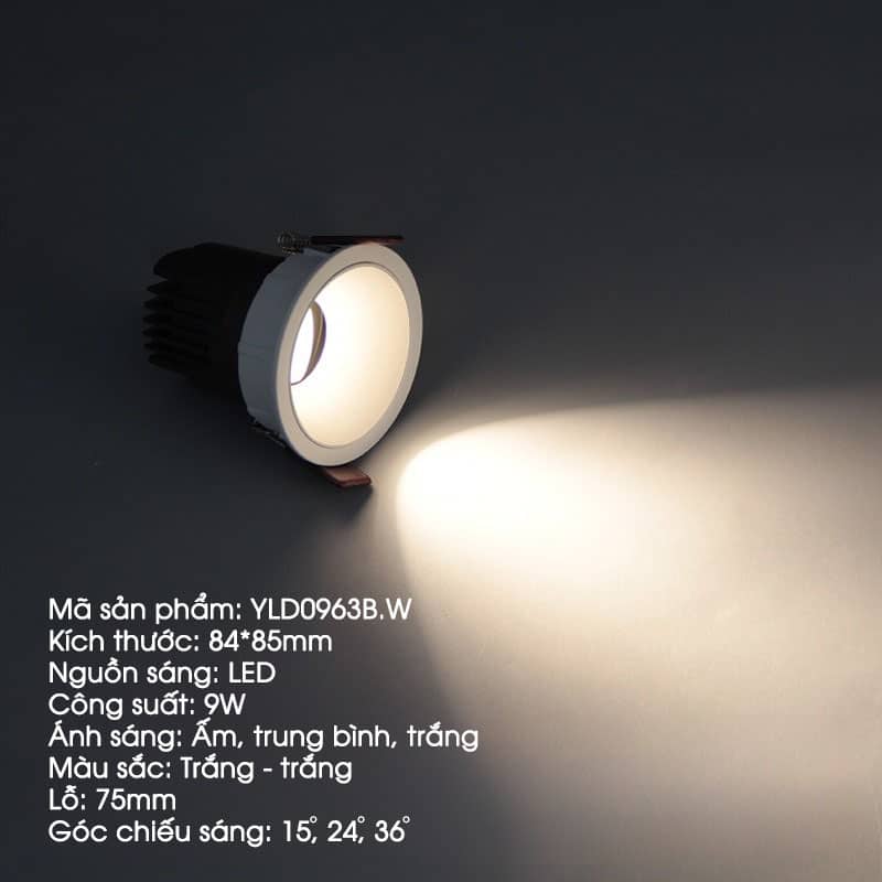 Đèn LED âm trần 9W sáng 3 góc độ cao cấp YLD0963 21