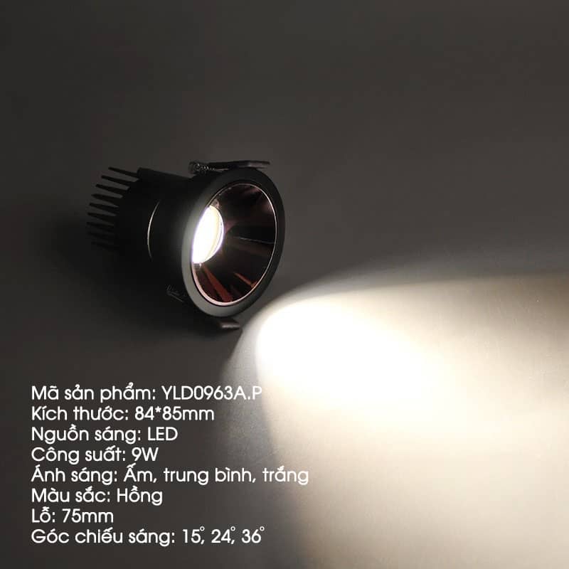 Đèn LED âm trần 9W sáng 3 góc độ cao cấp YLD0963 20