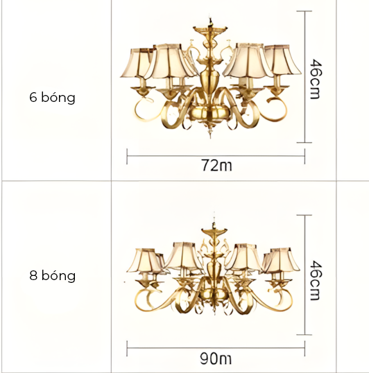 Đèn chùm bằng đồng tân cổ điển sang trọng RT782 6