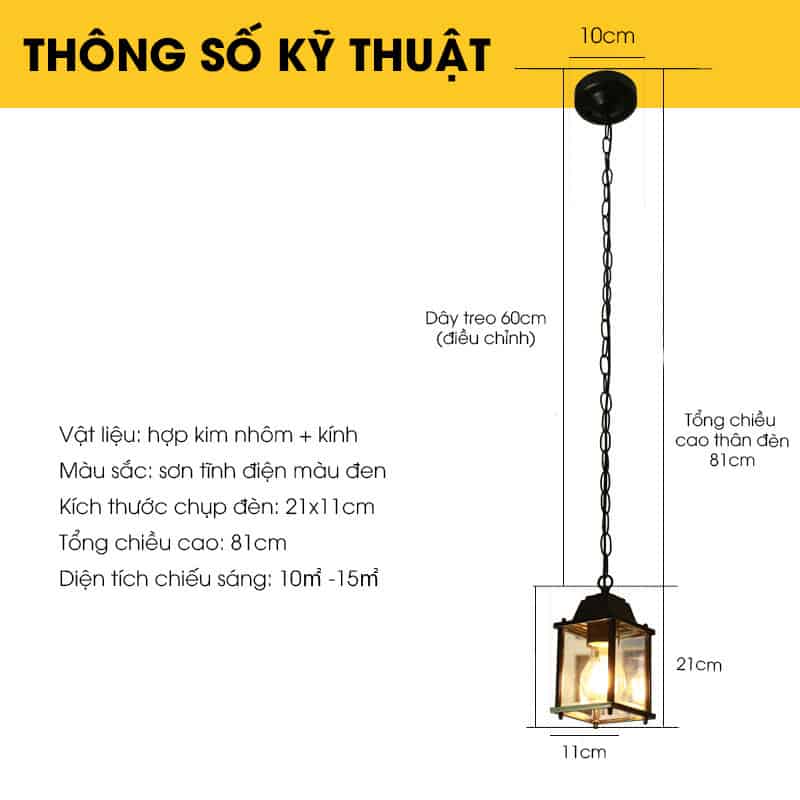 Đèn thả trần ban công ngoài trời giá rẻ VC1627 12