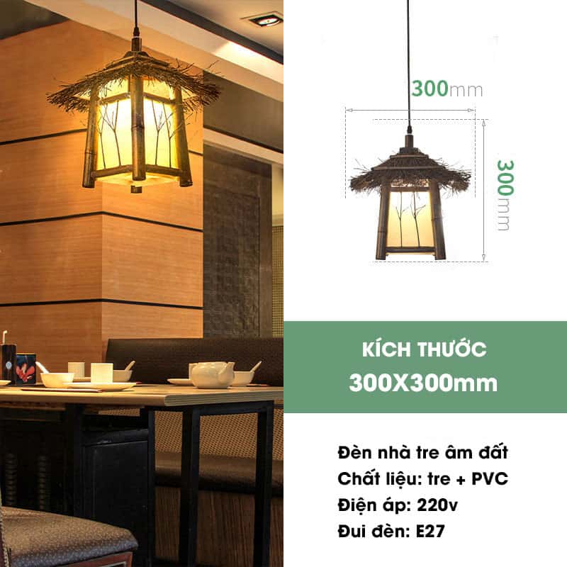 Đèn treo mái hiên cổ điển bằng tre ZX7590B 9