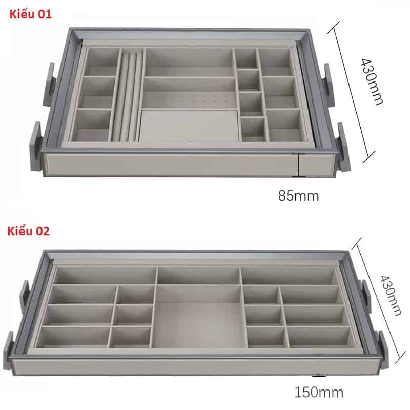Giá đựng đồ trang sức âm tủ ray giảm chấn RB3674 12