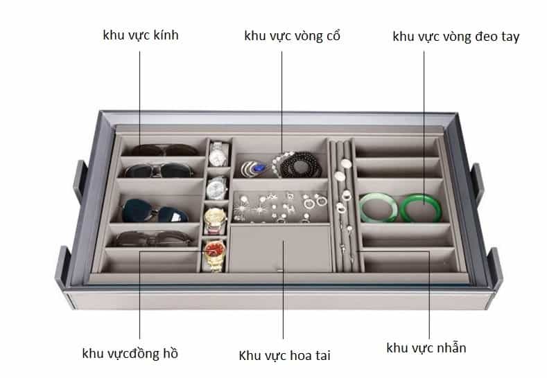Giá đựng đồ trang sức âm tủ ray giảm chấn RB3674 10