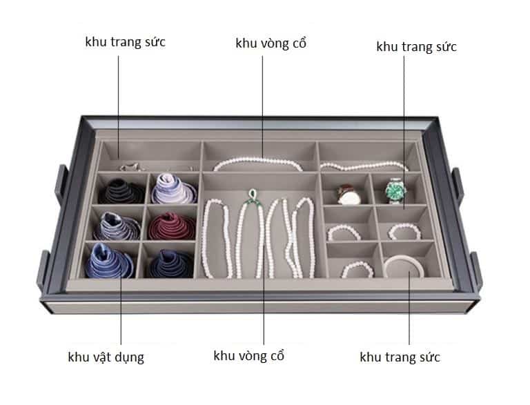 Giá đựng đồ trang sức âm tủ ray giảm chấn RB3674 6