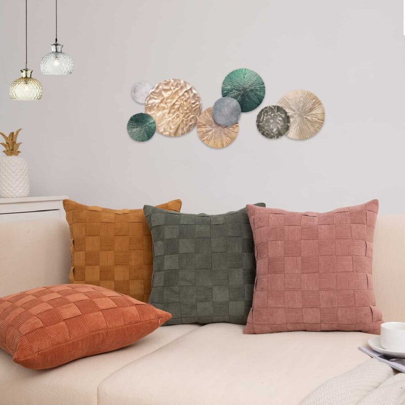Gối tựa sofa kẻ caro đan thủ công đa màu sắc HL0967 1
