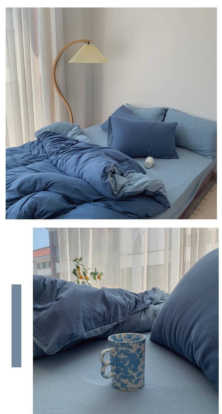 Bộ ga giường cotton dệt kim màu trơn MM6782 8