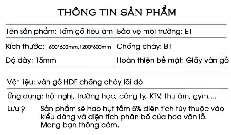 Vách gỗ HDF tán âm chống cháy 60x60cm GH002 20