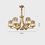 Kích thước Đèn chùm pha lê bằng đồng hiện đại YLD3119
