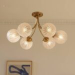 Đèn trần đồng thau chùm bóng tròn sáng tạo HS8794
