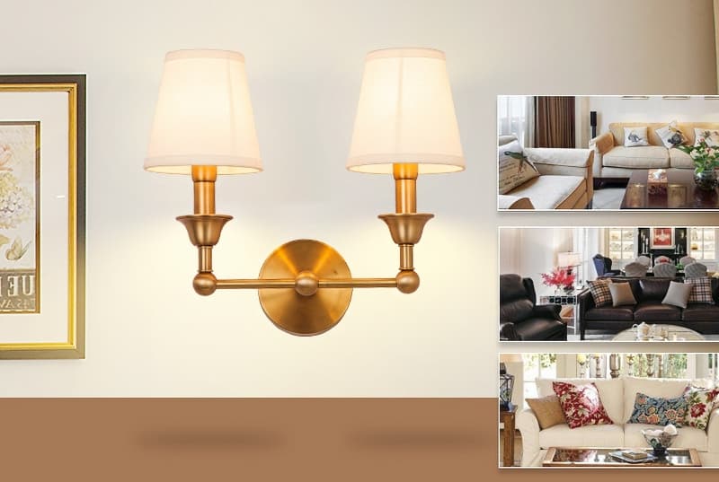 Đèn tường bằng đồng hai đầu cổ điển YLD7477 5