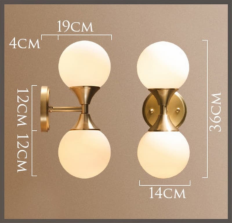 Đèn tường phòng tắm 2 đầu bóng bằng đồng YLD1961 8