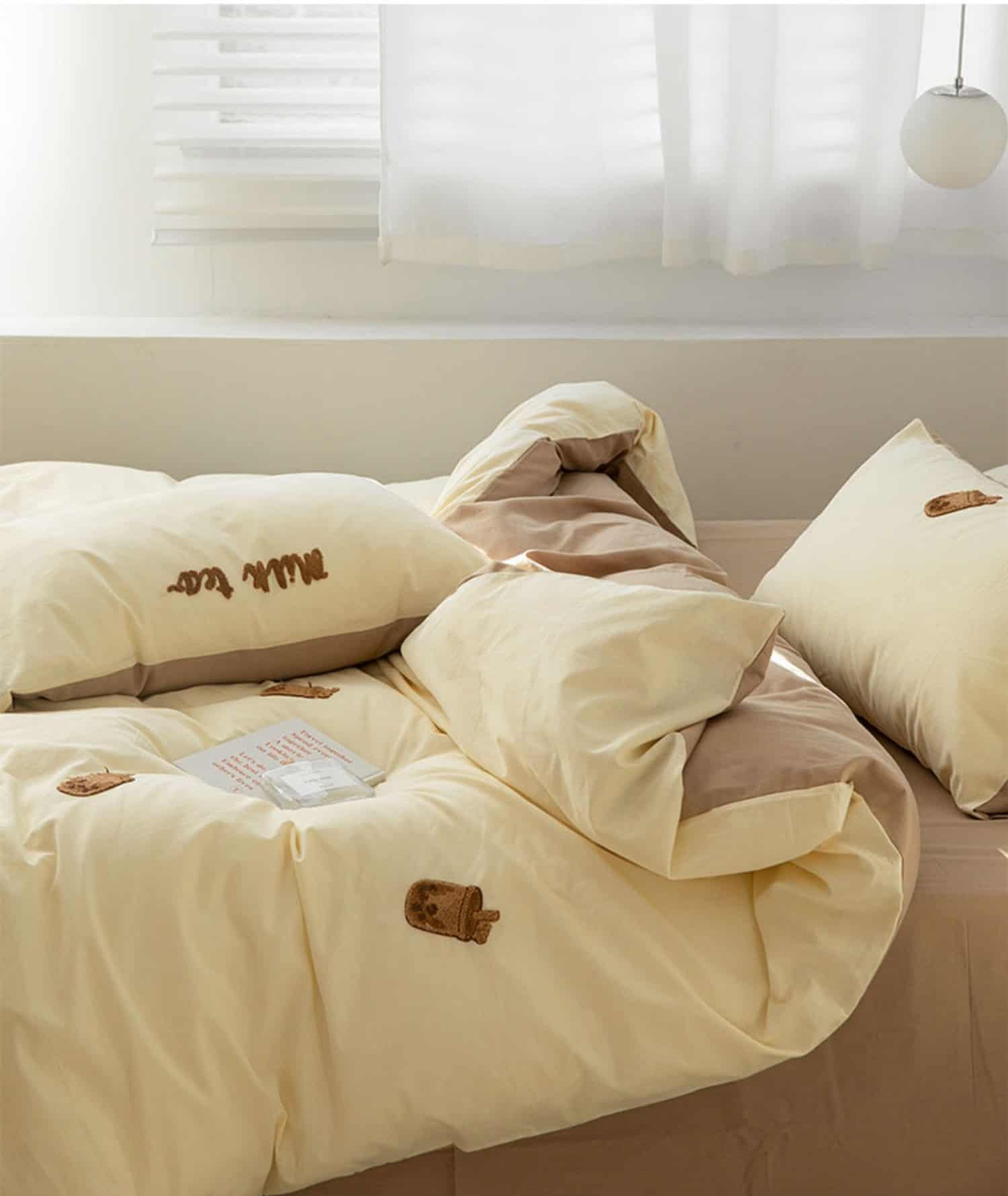 Bộ chăn ga giường cotton họa tiết ly trà sữa MM3043 5