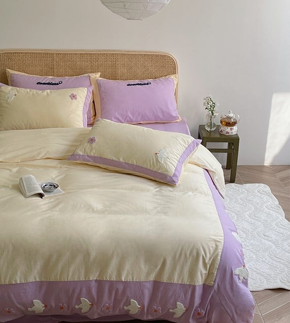Bộ chăn ga gối cotton họa tiết bồ câu nhỏ MM0015 6