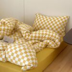 Bộ chăn ga vỏ gối cotton dệt kim kẻ caro MM2329