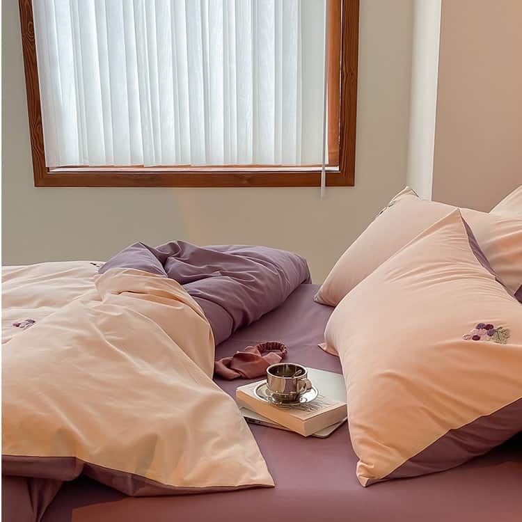 Bộ ga giường cotton họa tiết hoa thêu nổi MM5545 5