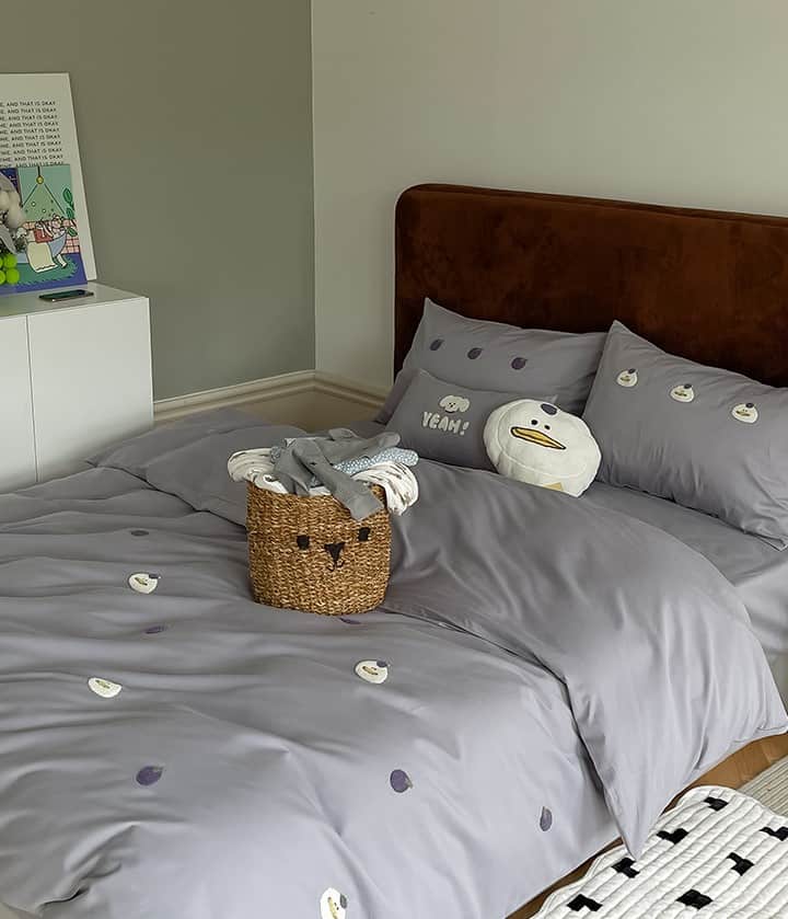 Bộ ga giường cotton họa tiết hoa thêu nổi MM5545 7