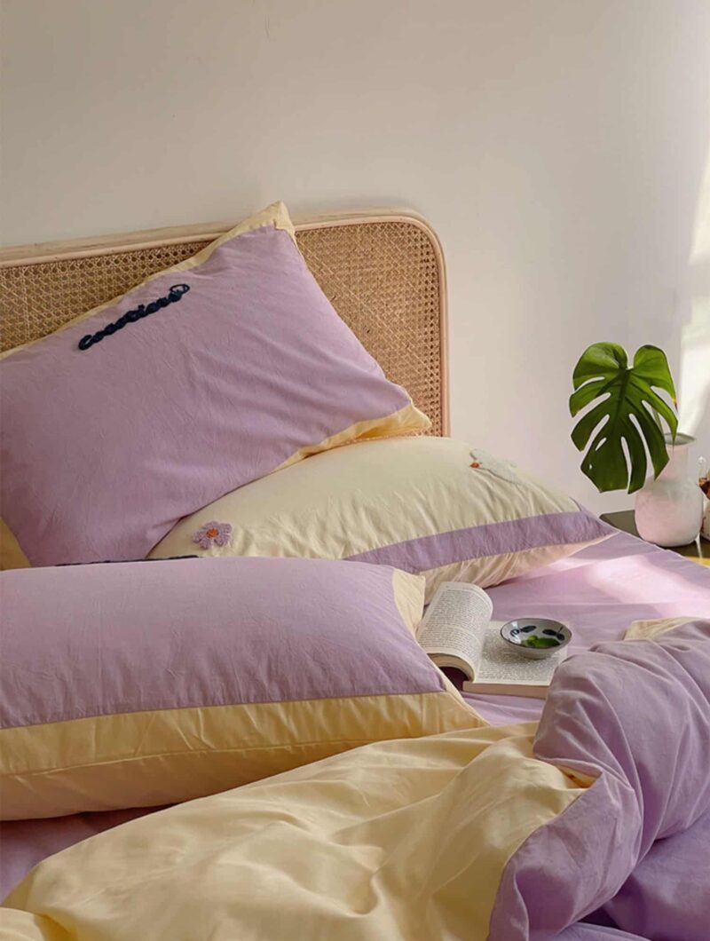 Bộ vỏ chăn ga gối màu tím khoai môn MM1825 3