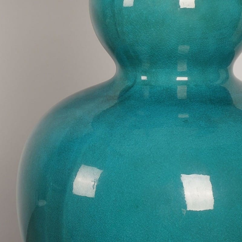 Đèn bàn gốm sứ hình hồ lô xanh ngọc men rạn RX087 6
