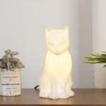 Đèn bàn gốm sứ mèo trắng độc đáo sáng tạo RX094