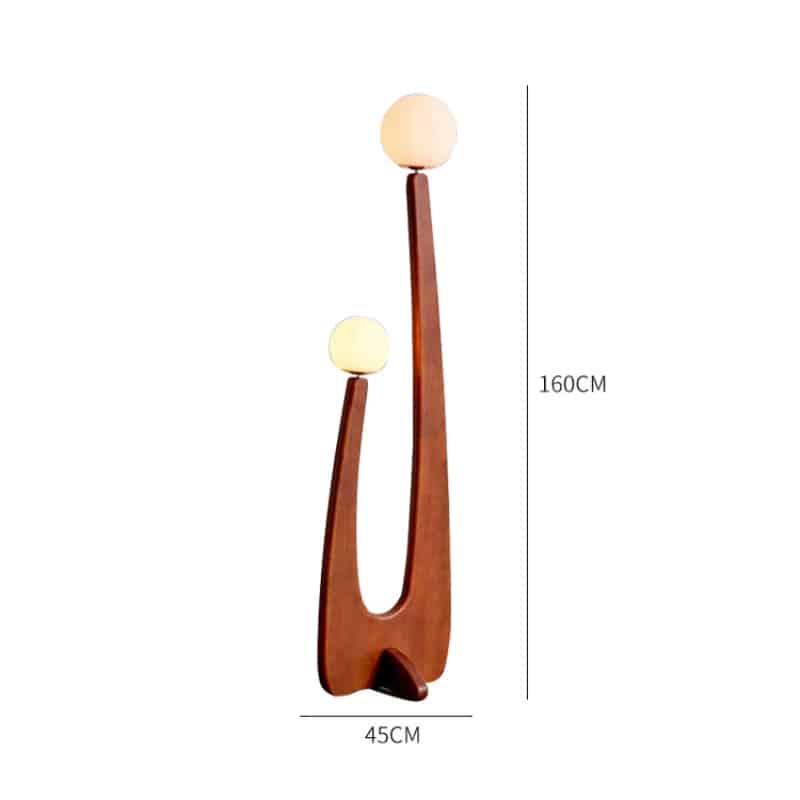 Đèn sàn trang trí bằng gỗ 2 đầu bóng độc đáo HX2115 8