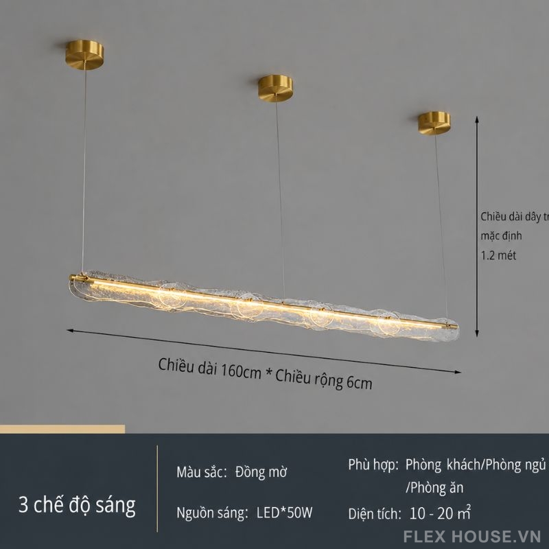 Đèn thả trần bàn ăn dải đồng nguyên chất ZX1439 10