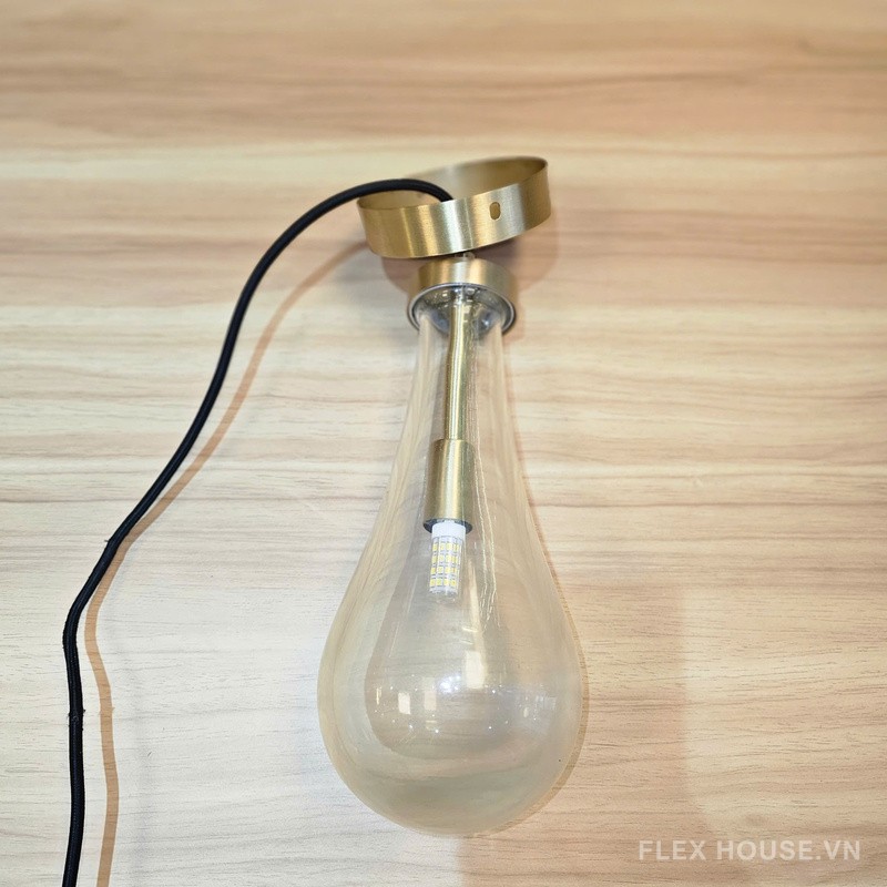 Đèn thả trần đầu giường thủy tinh đế đồng HL950 11