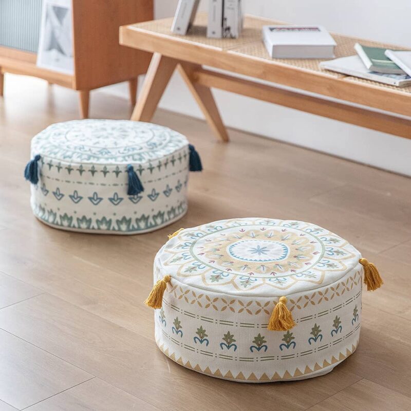 Đôn ngồi dáng tròn mandala tua rua độc đáo PCH7452 2