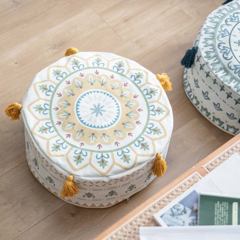 Đôn ngồi dáng tròn mandala tua rua độc đáo PCH7452 1