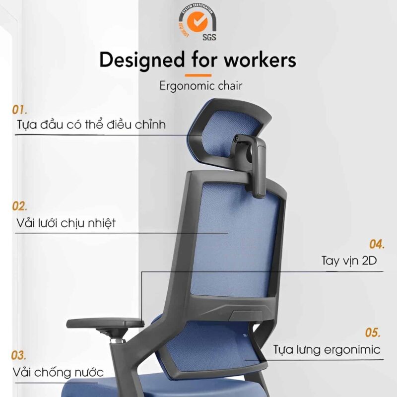 Ghế lãnh đạo công thái học tựa đầu ngả lưng K7-BH-07 2