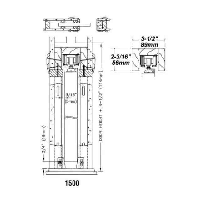 Khung chịu lực cho ray trượt barn door đơn RT9886 9