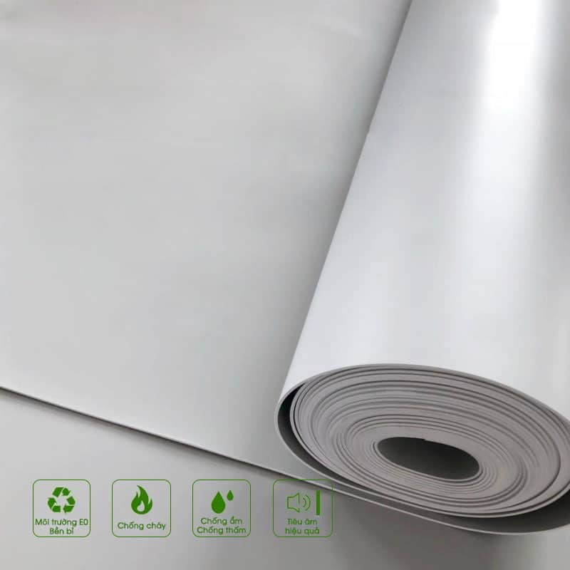 Thảm cuộn lót sàn tiêu âm sợi PVC màu trắng GH013 15