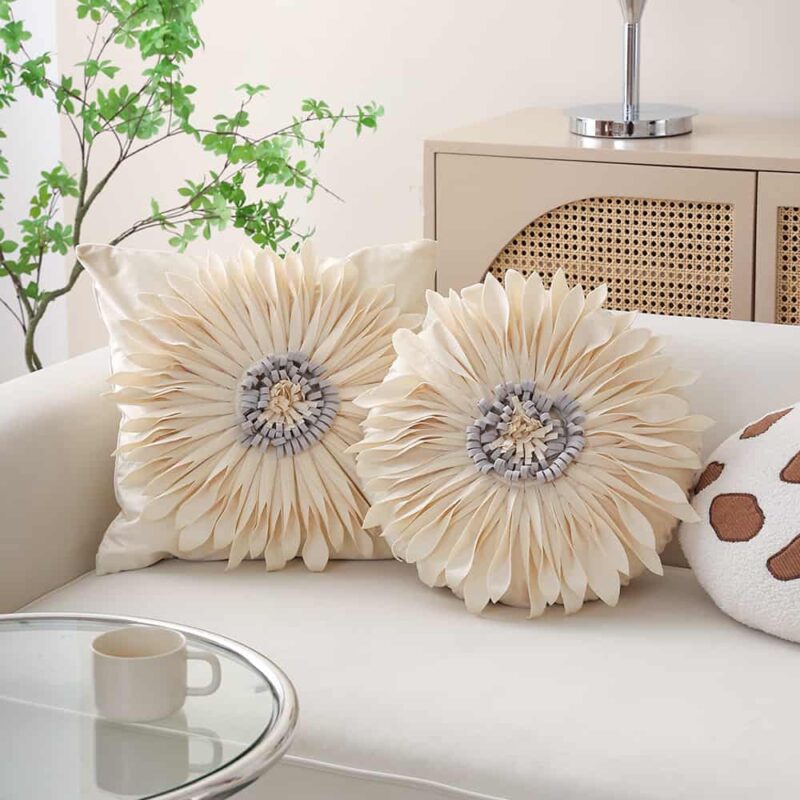 Vỏ gối tựa lưng hoa hướng dương vải nhung PCH8978