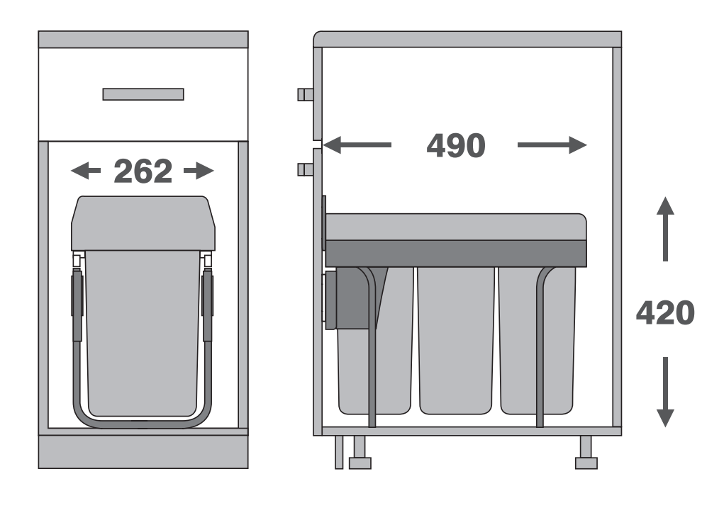 Thùng rác âm tủ ba ngăn loại 30 lít Taura DB-310 8