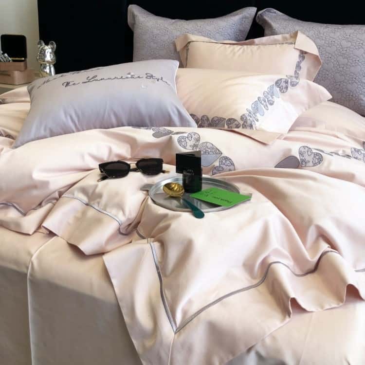 Bộ chăn ga trải giường cotton trái tim yêu ZH4533A 6