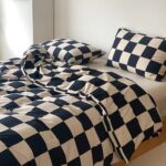 Bộ chăn ga giường cotton dòng kẻ caro JJ9996