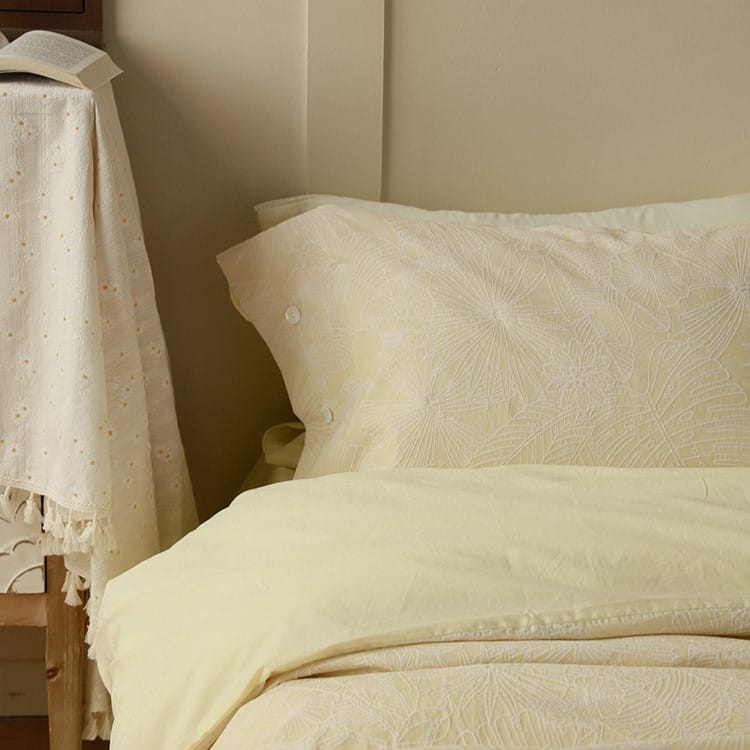 Bộ chăn ga giường cotton mềm hoa trắng ZH9136 5