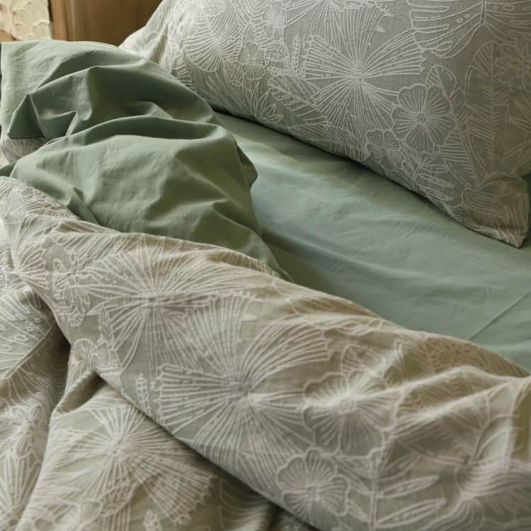 Bộ chăn ga giường cotton mềm hoa trắng ZH9136 15
