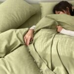 Bộ chăn ga giường màu trơn khuy ngọc trai ZH1583