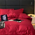 Bộ chăn ga gối satin màu đỏ lãng mạn JJ4365