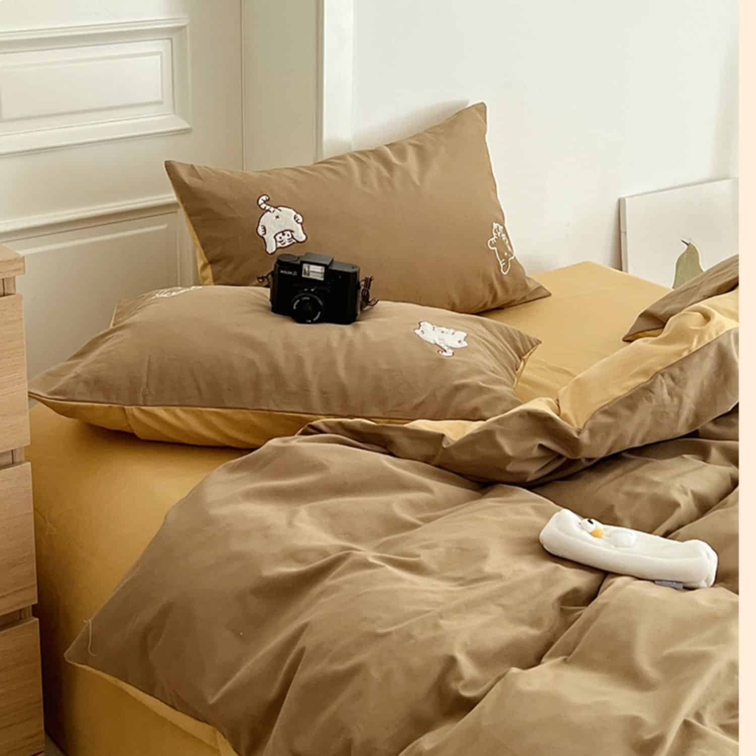 Bộ chăn ga vỏ gối cotton Hổ con tinh nghịch MM7805