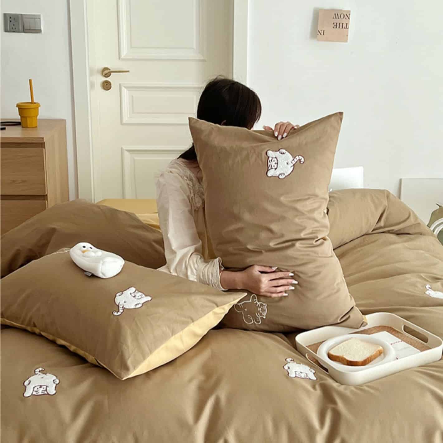 Bộ chăn ga vỏ gối cotton Hổ con tinh nghịch MM7805 8