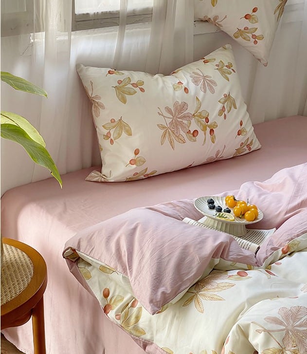 Bộ chăn ga vỏ gối cotton sắc hoa mùa hè MM4348B 4