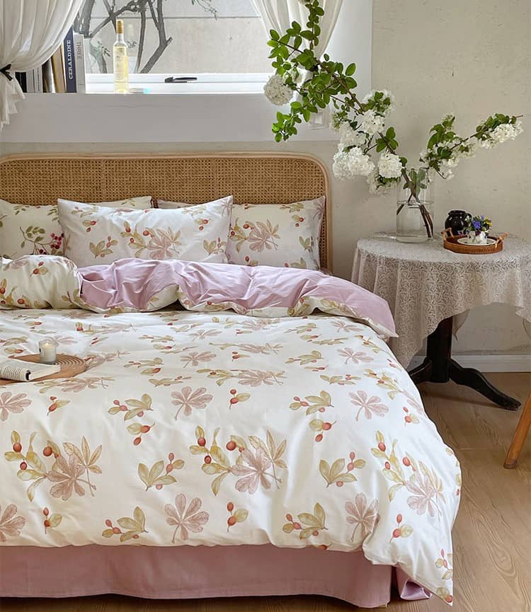 Bộ chăn ga vỏ gối cotton sắc hoa mùa hè MM4348B 6